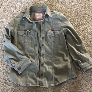 Hollister Olive Green Button down Shirt. Size S